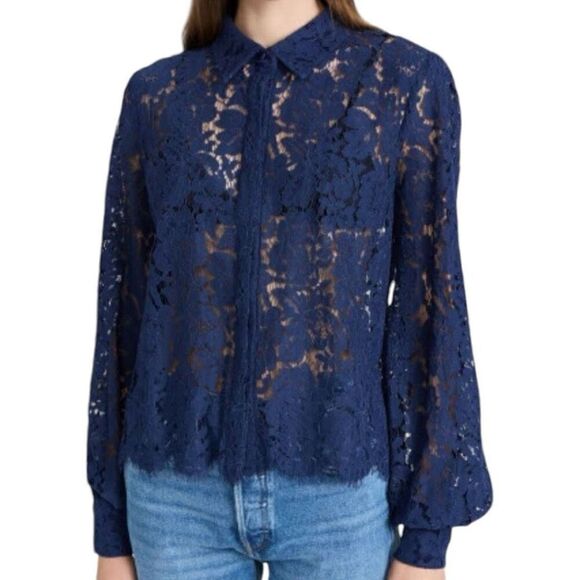 Generation Love Jada Lace Blouse in Navy Blue Size XS - Picture 1 of 10